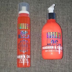 PINK body lotion and body spray.